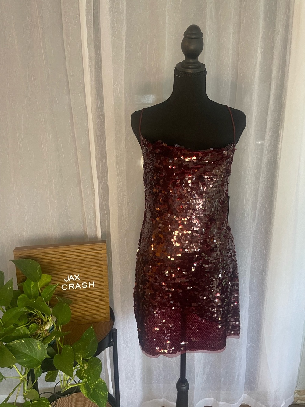 wild fable Burgundy Sequin Mini Dress